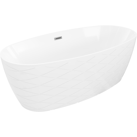 Mexen Olea volně stojící vana vzor 170 x 80 cm, bílá, přepad gun metal - 52821708000-95