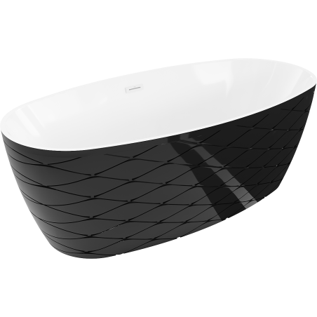 Mexen Olea volně stojící vana vzor 170 x 80 cm, bílá/černá, bílý přepad - 52821708075-20