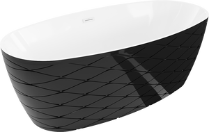 Mexen Olea volně stojící vana vzor 170 x 80 cm, bílá/černá, bílý přepad - 52821708075-20