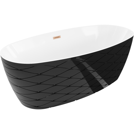Mexen Olea volně stojící vana vzor 170 x 80 cm, bílá/černá, přepad měď kartáčovaná - 52821708075-65