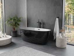 Mexen Olea volně stojící vana vzor 170 x 80 cm, bílá/černá, přepad černý - 52821708075-70