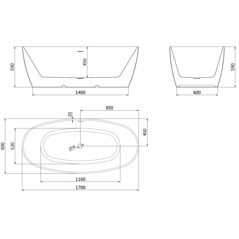 Mexen Lira volně stojící vana vzor 170 x 80 cm, bílá, přepad chrom - 52831708000-01