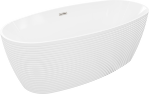 Mexen Lira vana volně stojící vzor 170 x 80 cm, bílá, přepad kartáčovaný nikl - 52831708000-97