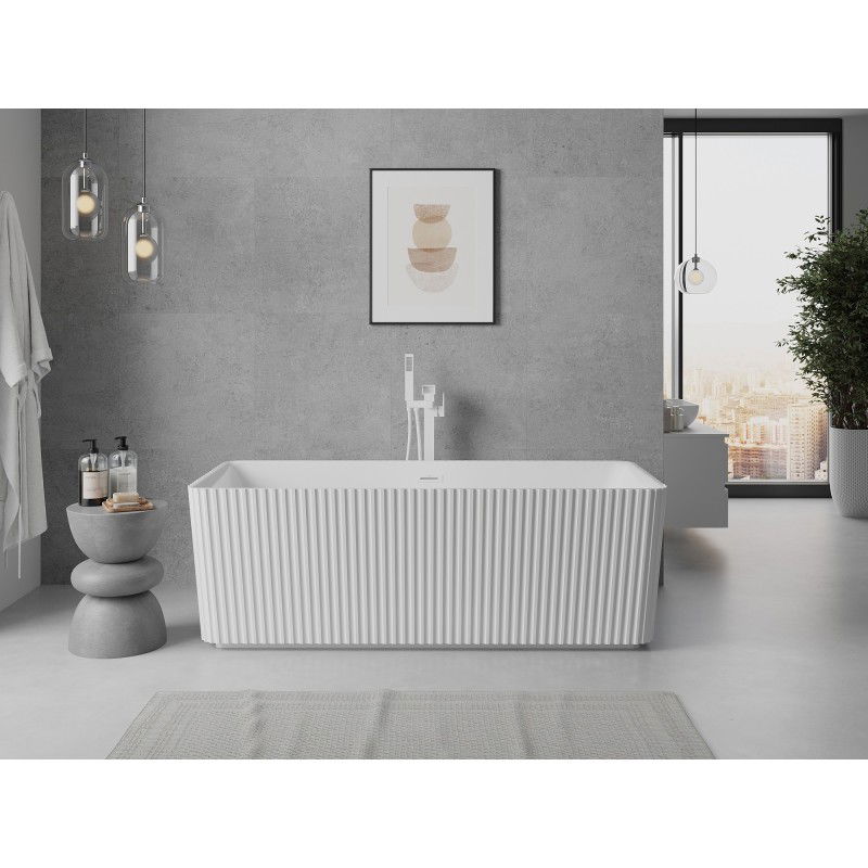 Mexen Nila samostatně stojící vana vroubkovaná 170 x 75 cm, bílá, bílý přepad - 52841708000-20