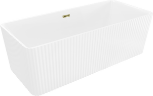 Mexen Nila volně stojící vana s rýhováním 170 x 75 cm, bílá, přepad zlatý - 52841708000-50