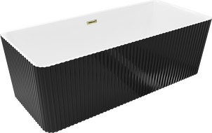 Mexen Nila volně stojící vana s drážkami 170 x 75 cm, bílá/černá, zlatý přepad - 52841708075-50