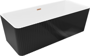 Mexen Nila volně stojící vana rýhovaná 170 x 75 cm, bílá/černá, přepad kartáčovaná měď - 52841708075-65