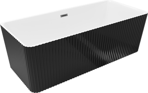 Mexen Nila samostatně stojící vana riflovaná 170 x 75 cm, bílá/černá, přepad gun gray kartáčovaný - 52841708075-66
