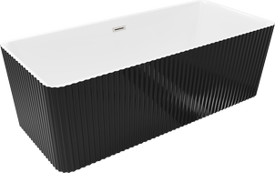 Mexen Nila volně stojící vana rýhovaná 170 x 75 cm, bílá/černá, přepad kartáčovaný nikl - 52841708075-97