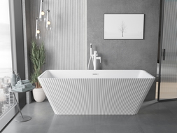 Mexen Tava samostatně stojící vana ryhovaná 170 x 75 cm, bílá, bílý přepad - 52851707500-20