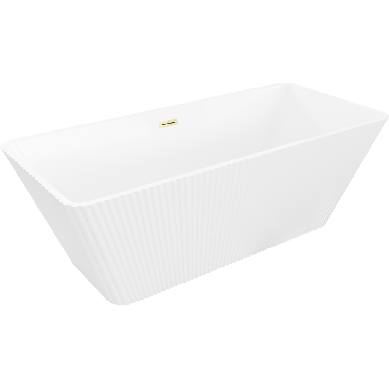 Mexen Tava volně stojící vana rýhovaná 170 x 75 cm, bílá, přepad zlatý kartáčovaný - 52851707500-55