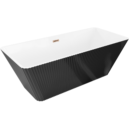 Mexen Tava volně stojící vana vroubkovaná 170 x 75 cm, bílá/černá, odtok růžové zlato - 52851707575-60
