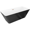 Mexen Tava volně stojící vana vroubkovaná 170 x 75 cm, bílá/černá, odtok růžové zlato - 52851707575-60