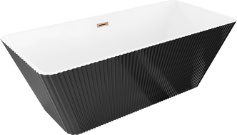 Mexen Tava volně stojící vana vroubkovaná 170 x 75 cm, bílá/černá, odtok růžové zlato - 52851707575-60