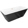 Mexen Tava volně stojící vana ryhovaná 170 x 75 cm, bílá/černá, přepad kartáčovaná měď - 52851707575-65