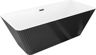 Mexen Tava volně stojící vana ryhovaná 170 x 75 cm, bílá/černá, přepad černý - 52851707575-70