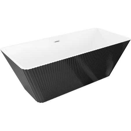 Mexen Tava volně stojící vana s drážkami 170 x 75 cm, bílá/černá, přepad kartáčovaný nikl - 52851707575-97