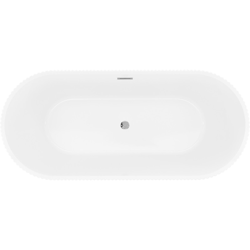 Mexen Yara volně stojící vana se žlábkováním 170 x 75 cm, bílá, přepad chrom - 52861707500-01