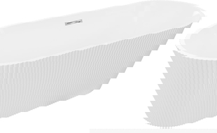 Mexen Yara volně stojící vana se žlábkováním 170 x 75 cm, bílá, přepad chrom - 52861707500-01