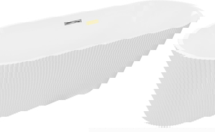 Mexen Yara volně stojící vana rýhovaná 170 x 75 cm, bílá, přepad zlatý - 52861707500-50