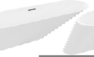 Mexen Yara volně stojící vana drážkovaná 170 x 75 cm, bílá, přeliv gun gray kartáčovaný - 52861707500-66