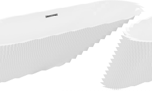 Mexen Yara samostatně stojící vana žebrovaná 170 x 75 cm, bílá, přepad gun metal - 52861707500-95