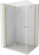 Mexen Mist-F Duo skládací sprchový kout levý 120 x 110 cm, průhledný, kartáčované zlato - 8A6-120L-110P-55-00