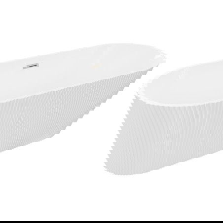 Mexen Yara volně stojící vana rýhovaná 170 x 75 cm, bílá, přepad kartáčovaný nikl - 52861707500-97