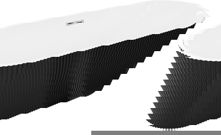 Mexen Yara volně stojící vana drážkovaná 170 x 75 cm, bílá/černá, přeliv chrom - 52861707575-01