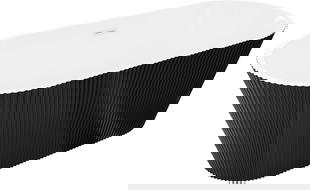 Mexen Yara volně stojící rýhovaná vana 170 x 75 cm, bílá/černá, bílý přepad - 52861707575-20