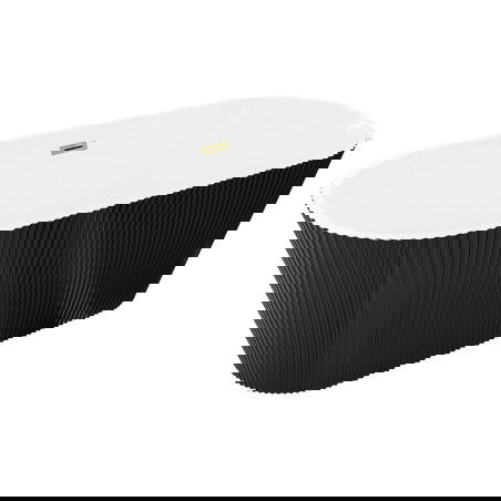 Mexen Yara volně stojící vana rýhovaná 170 x 75 cm, bílá/černá, přepadu zlatá - 52861707575-50