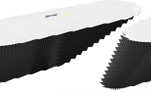 Mexen Yara volně stojící vana rýhovaná 170 x 75 cm, bílá/černá, přepadu zlatá - 52861707575-50