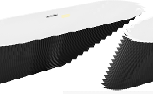 Mexen Yara volně stojící vana rýhovaná 170 x 75 cm, bílá/černá, přepad zlatý kartáčovaný - 52861707575-55