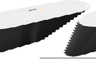 Mexen Yara volně stojící vana rýhovaná 170 x 75 cm, bílá/černá, přepad růžové zlato - 52861707575-60