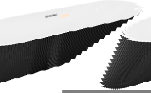 Mexen Yara volně stojící vana rýhovaná 170 x 75 cm, bílá/černá, přepad kartáčovaná měď - 52861707575-65