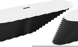 Mexen Yara volně stojící vana se žebrovaným povrchem 170 x 75 cm, bílá/černá, přepad černý - 52861707575-70