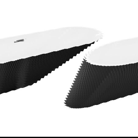 Mexen Yara volně stojící vana s drážkováním 170 x 75 cm, bílá/černá, přepad gun metal - 52861707575-95