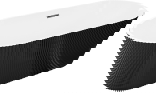 Mexen Yara volně stojící vana s drážkováním 170 x 75 cm, bílá/černá, přepad gun metal - 52861707575-95