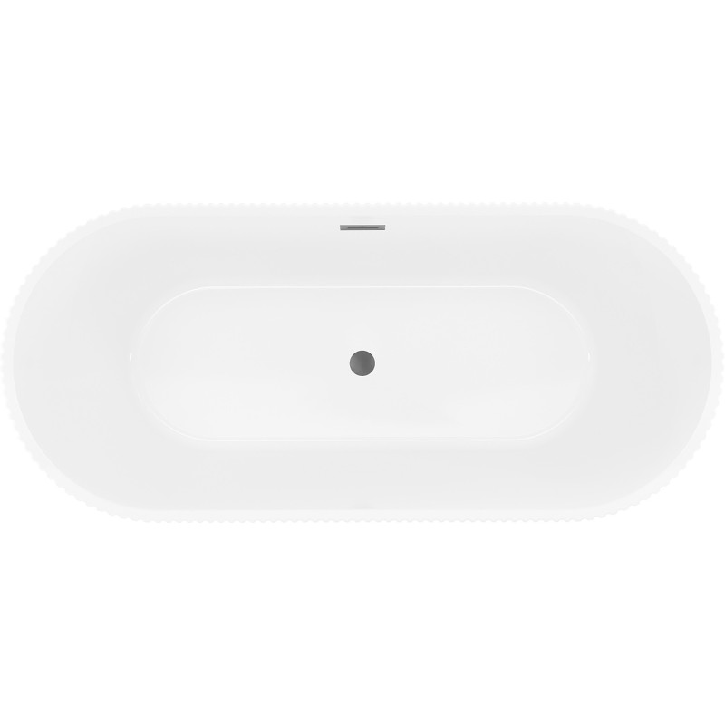 Mexen Yara volně stojící vana s drážkováním 170 x 75 cm, bílá/černá, přepad gun metal - 52861707575-95