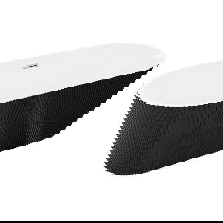 Mexen Yara volně stojící vana rýhovaná 170 x 75 cm, bílá/černá, přepad kartáčovaný nikl - 52861707575-97