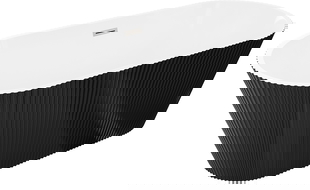 Mexen Yara volně stojící vana rýhovaná 170 x 75 cm, bílá/černá, přepad kartáčovaný nikl - 52861707575-97