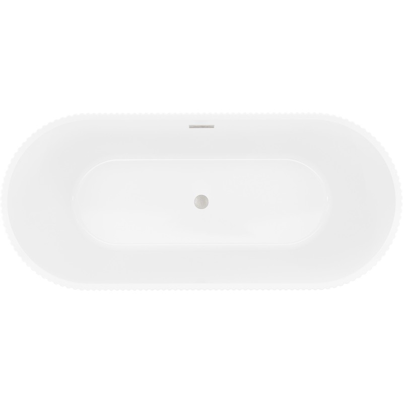 Mexen Yara volně stojící vana rýhovaná 170 x 75 cm, bílá/černá, přepad kartáčovaný nikl - 52861707575-97