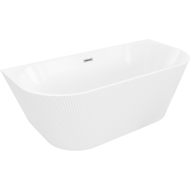 Mexen Oris wanna wolnostojąca przyścienna ryflowana 150 x 75 cm, bílá, přeliv chrom - 52871507500-01