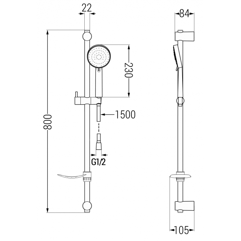 Mexen DF75 posuvná sprchová sada, chrom - 785754582-00