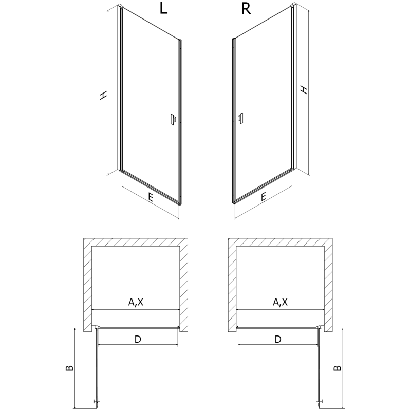 Mexen Mist-B sprchové dveře výklopné pravé 90 cm, černá mřížka, černé - 8A2-090-000-70-77-P