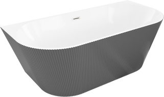 Mexen Oris volně stojící u zdi rýhovaná 150 x 75 cm, bílá/šedá, přepad nikl kartáčovaný - 52871507562-97