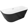 Mexen Oris volně stojící vana k přisunutí k stěně, rýhovaná 150 x 75 cm, bílá/černá, přepad gun metal - 52871507575-95