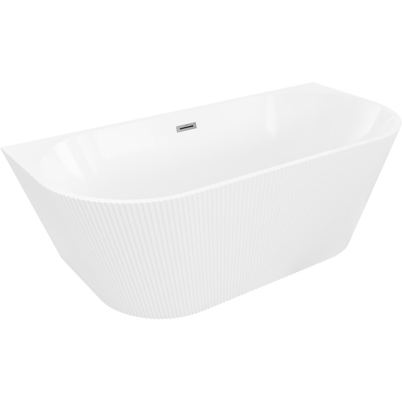 Mexen Oris wanna volně stojící u stěny vroubkovaná 170 x 80 cm, bílá, přepad gun metal - 52871708000-95