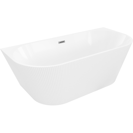 Mexen Oris wanna volně stojící u stěny vroubkovaná 170 x 80 cm, bílá, přepad gun metal - 52871708000-95