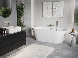 Mexen Oris vana volně stojící přístěnná rýhovaná 170 x 80 cm, bílá, přepad nikl kartáčovaný - 52871708000-97